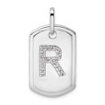 thumbnail image 1 of Diamond2Deal 14K Gold Gold Diamond Initiale R Dog Tag Charme pour Femmes (W - 0.7 Pouce), 1 of 4