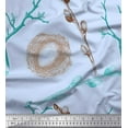 thumbnail image 1 of Soimoi Blue polyester Crepe Fabric Nest,Egg & Floral Print Fabric by Yard 52 Inch Wide, 1 of 1