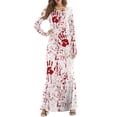 thumbnail image 1 of VISgogo Vestido de Halloween para Mujer, Manga Larga, Cuello Redondo, Estampado, Adelgazante, Casual, Club, Fiesta, Vestido de una Pieza VISgogo moda, 1 of 6