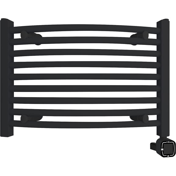 HEATGENE Smart Towel Warmer with Timer and Temperature Control, Smart Liquid Filled Towel Rails, Plug-in/Hardwired Wall-Mounted Towel Heater Rack Compatible Matte Black