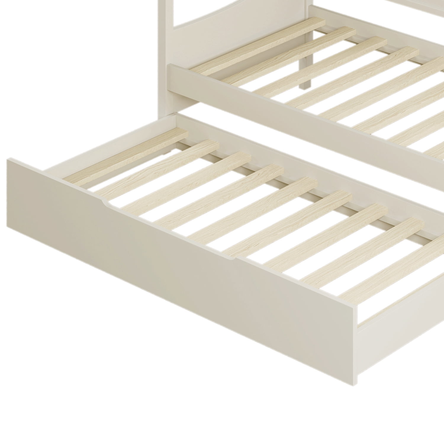 Kadyn Milky White Canopy Daybed, Twin Size Canopy Daybed Frame with Trundle Four Square Columns, Solid Wood Platform Bed Canopy Daybed Frame for Kids Adults Bedroom Dorm, White