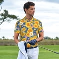 thumbnail image 3 of Pofeuu Vintage White Yellow Sunflower Print Men's Loose Fit Midweight Short-Sleeve Pocket Polo-4X-Large, 3 of 6