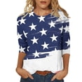 thumbnail image 2 of Fiudx Ofertas Flash Del Día Top de Manga 3/4 con Estampado de Día Independiente y Cuello Redondo para Mujer, 2 of 4
