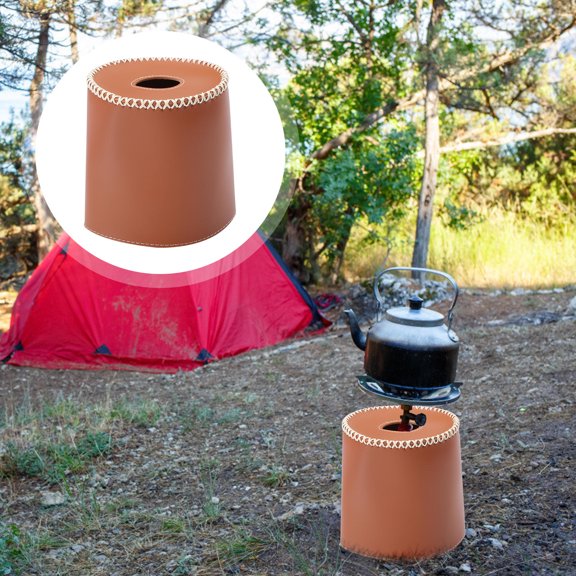 Hytrove Gas Canister PU Cover Brown Protective Sleeve for Gas Stove and Outdoor Use