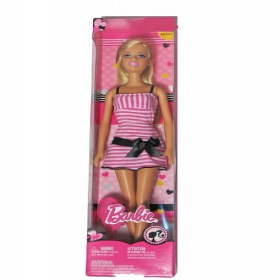 Barbie Doll w/ Pink Stripe Dress