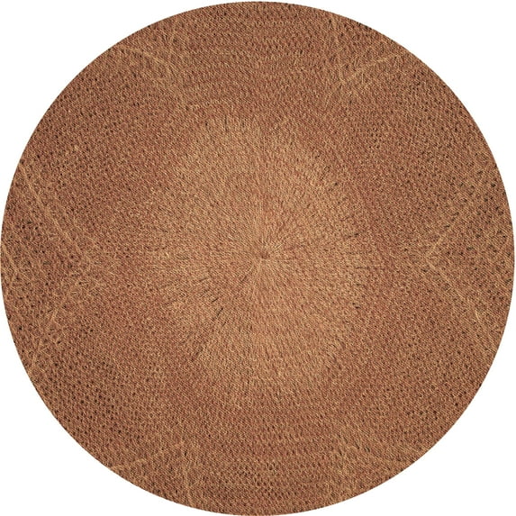 Ahgly Company Machine Washable Indoor Round Transitional Mahogany Brown Area Rugs, 5' Round