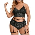 thumbnail image 2 of Gibobby Conjunto de lencería Sujetador + tangas Nueva sexy lencería de encaje ropa interior ropa de dormir anillo de pijamas liguero(Negro, G), 2 of 5