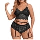 thumbnail image 2 of Gibobby Conjunto de lencería Sujetador + tangas Nueva sexy lencería de encaje ropa interior ropa de dormir anillo de pijamas liguero(Negro, XXL), 2 of 5