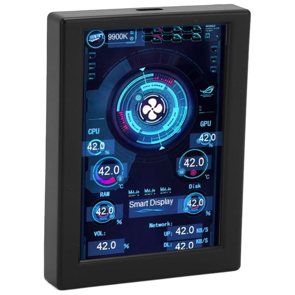 Monitor de Temperatura de Computadora, 3,5 Pulgadas, Ips Tipo C, Atenuació Continua, Editor de Temas Giratorio, Monitor de Datos de Cpu para Chasis de Esprititorio