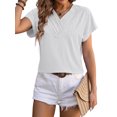 thumbnail image 4 of NFTOEIULA Women Fold V Neck Raglan Short Sleeve Chain Jacquard T-Shirt, 4 of 7