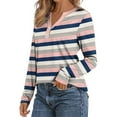thumbnail image 4 of HLKJKLS Long Sleeve Shirts For Women Striped Button Down V Neck Long Sleeve Loose Fit Plaid Polka Tee Polyester Spandex Pink S-3Xl, 4 of 5