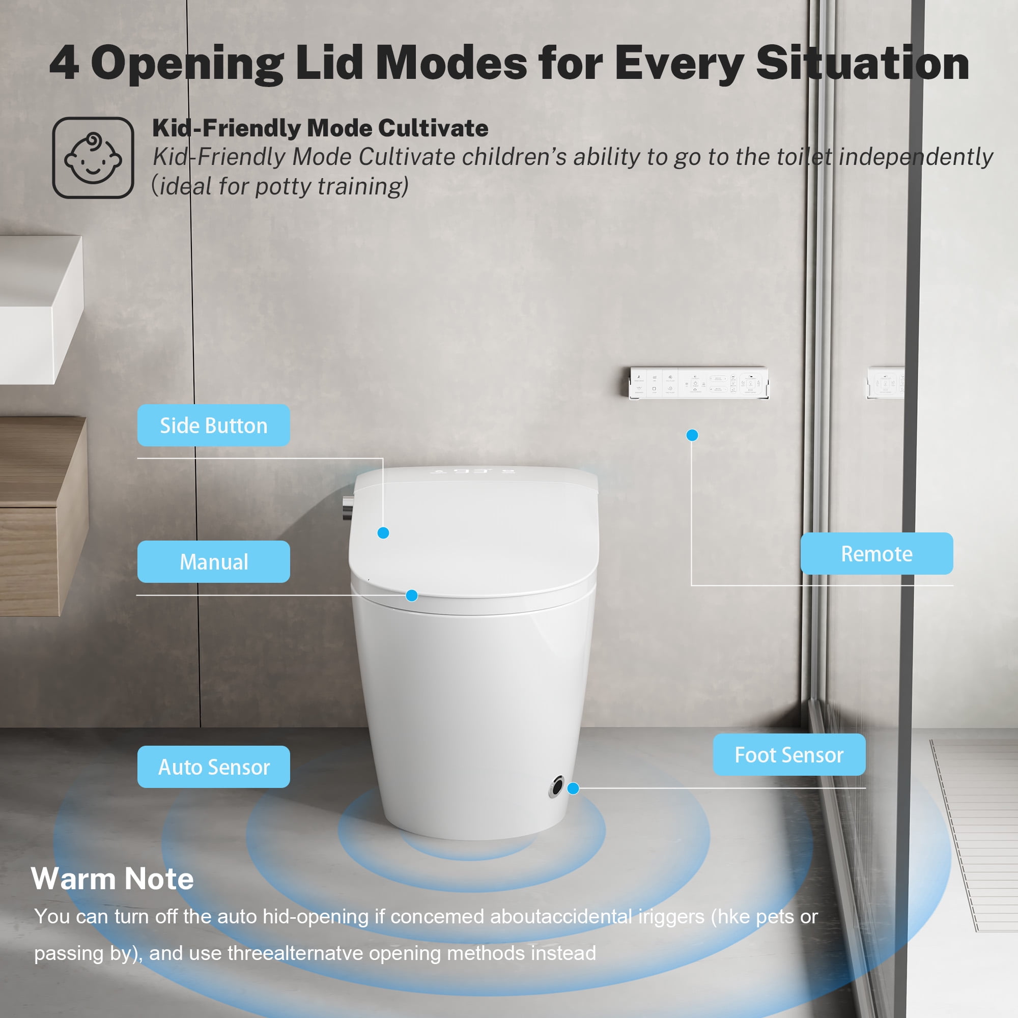 Built-In Smart Toilet With Nozzle, Heated Seat And Night Light, One-Piece Bathroom Toilet, Automatic Gentle Close, Foam Protection, Full/Half Flush