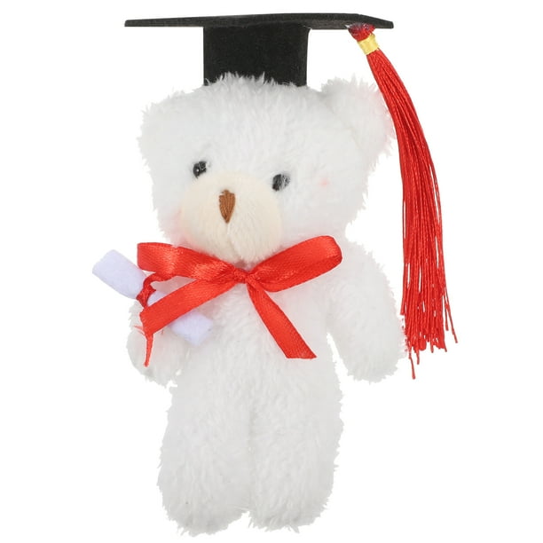 Mini osos de graduación, osos de peluche, osos de peluche con birrete, oso de juguete para fiesta de graduación, regalos de escuela secundaria y universidad, color blanco