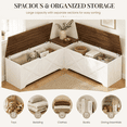 thumbnail image 4 of Doyolan L-Shaped Wood Farmhouse Storage Chest,Nook Corner Bench with Storage - White & Walnut, 4 of 9