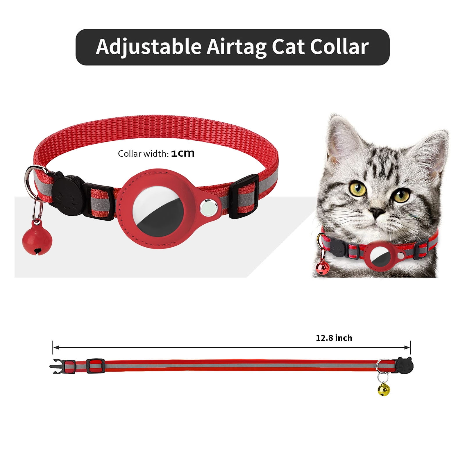 Airtag Cat Collar, Kitten Collar Breakaway Airtag Cat Gps Collar con Airtag  Holder y campana para niñas niños gatos cachorros