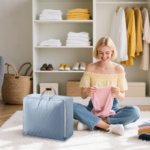 Bolsa de almacenamiento resistente con asas reforzadas - Bolsa sobredimensionada para mudanzas y embalaje para ropa, colchas y viajes - Diseño de doble cremallera y plegable engrosada