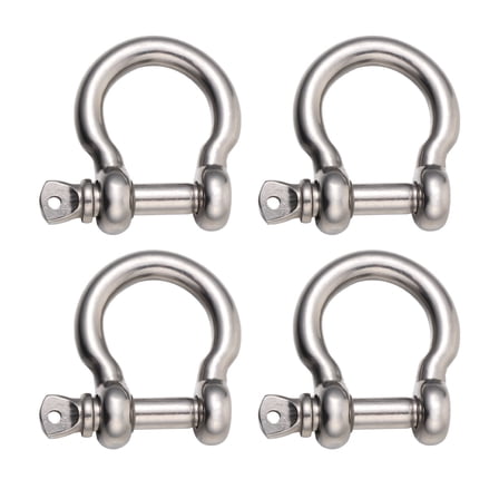 Stainless Steel D-Shaped Shackle for Towing and Hauling Needs 4 Pieces Silver Color