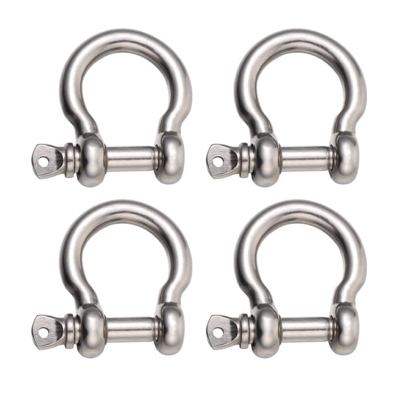 Stainless Steel D-Shaped Shackle for Towing and Hauling Needs 4 Pieces Silver Color