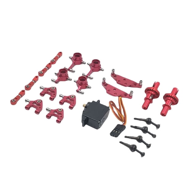 Bewildely Juego de brazo basculante inferior para coche de control remoto a escala 1/28, Kit de copa de dirección delantera y trasera Kits de construcción modelo Rojo