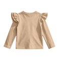 thumbnail image 2 of YOUYEDIAN Girls Long Sleeve Shirt Toddler Soft Comfy Crewneck Tops with Ruffle Trim, 2 of 5