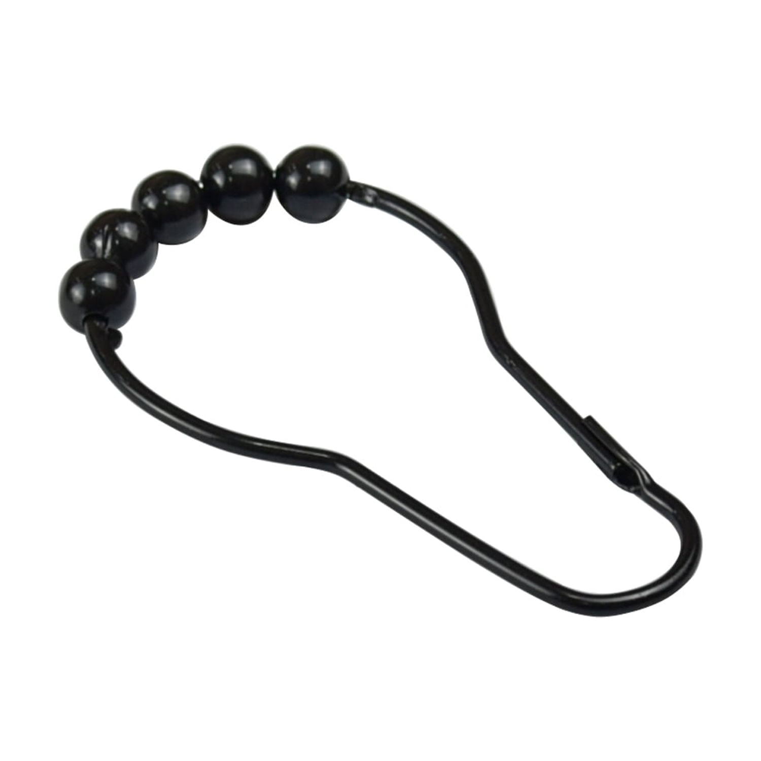 Mainstays, Shower Curtain Rollerball Hooks, Black, 12Piece/Set, 100% Iron