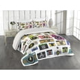 thumbnail image 2 of Ambesonne Colorful Quilted Coverlet 3 Pcs, Vintage Old Cameras, Queen Size, Multicolor, 2 of 4