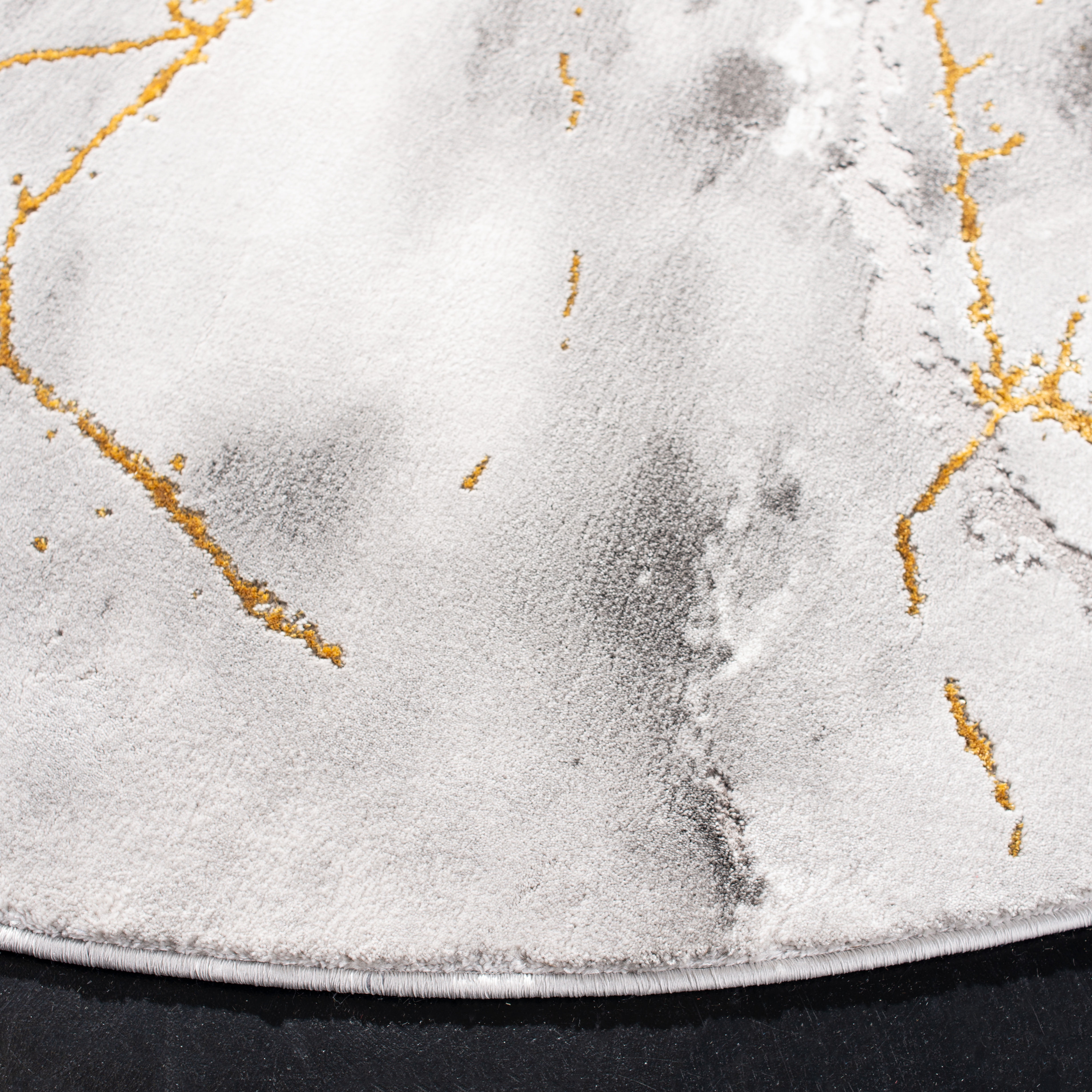 SAFAVIEH Craft Paul Abstract Area Rug, Grey/Gold, 3' x 3' Round