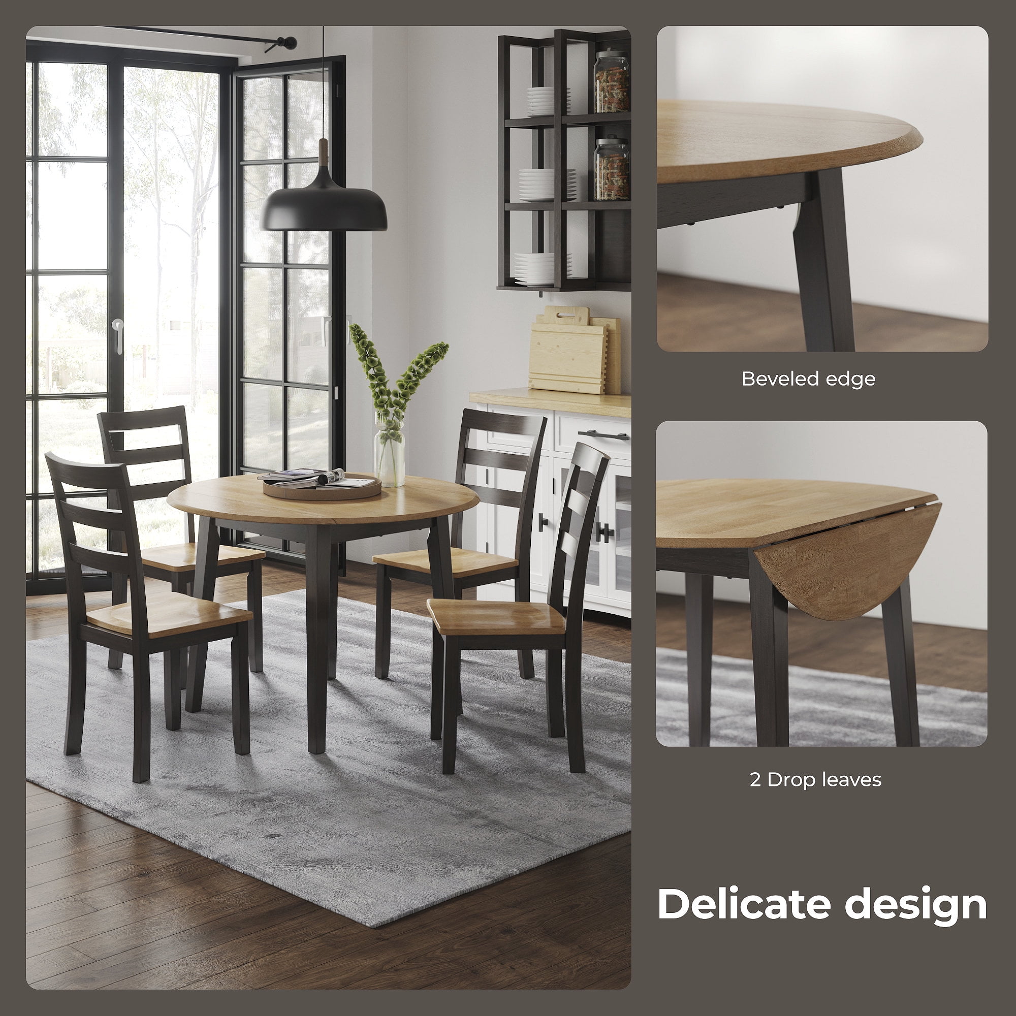 Signature Design by Ashley Gesthaven Round Dining Drop Leaf Table, Natural/Brown