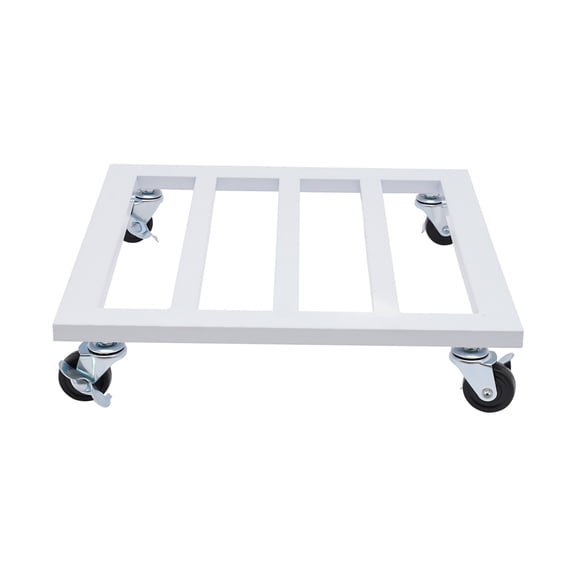 ToppiJoy  14 Inch Plant Rolling Stand, Plant Caddy with Wheels 360° Lockable Casters Plant Tray  for Outdoor Indoor (White)