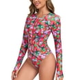 thumbnail image 4 of RELLECIGA Women's Rash Guard Long Sleeve Women Tummy Control Zipper One Piece Swimsuit Sexy Monokini Yellow Bathing Suits Navy Blue Size S, 4 of 7