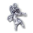 thumbnail image 1 of Sterling Silver 30" 1mm Box Chain 3D Fairy Playing Trumpet Pendant Necklace, 1 of 2