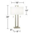 thumbnail image 7 of Possini Euro Design Modern Table Lamp 30" Tall Brushed Nickel Metal White Fabric Rectangular Shade for Bedroom Living Room House Bedside Nightstand, 7 of 7