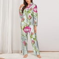 thumbnail image 2 of Pofeuu Vintage Wood Background with Floral Print Womens Pajamas Set Long Sleeve Sleepwear Button Down Nightwear Soft Pj Lounge Sets Button Down Pajamas Women-XX-Large, 2 of 7