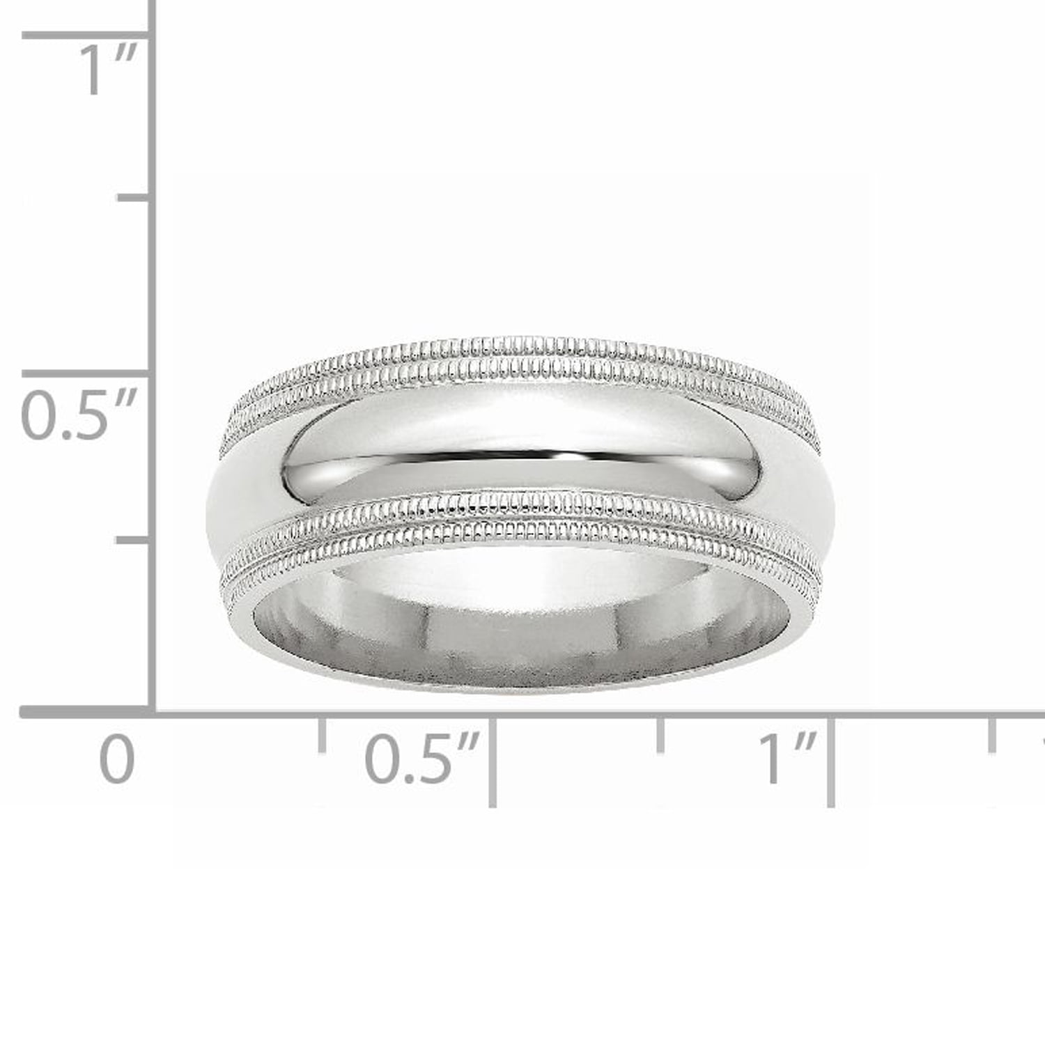 Primal Gold 14 Karat White Gold 8mm Double Milgrain Comfort Fit Band Size 6.5