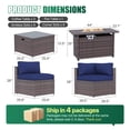 thumbnail image 6 of Clouddwell 11 Piece Patio Furniture Set with 44” Fire Pit Table Wicker Rattan Patio Conversation Set Outdoor Sectional Sofa Set with Coffee Table and Blue Cushions(Waterproof Cover Included), 6 of 9