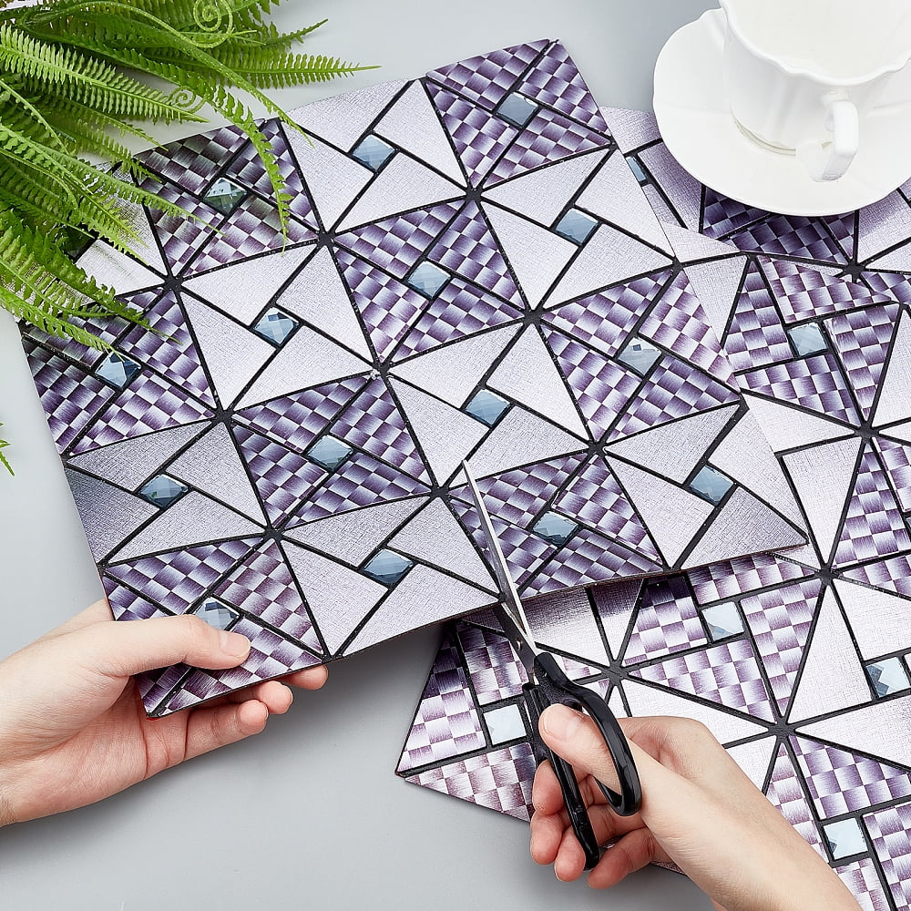 5 Pcs Glass Mirrors Mosaic Tiles Self-Adhesive Mosaic Peel Geometric Patterns Backsplash Tile for Home Decoration or DIY Crafts