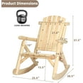 thumbnail image 2 of Outdoor Wooden Rocking Chair, Patio Log Rustic Adirondack Porch Rocker, All Weather Solid Wood Rocker Chair with High Back & Slatted Seat for Indoor, Backyard, Garden (Set of 2, Natural), 2 of 8