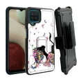 thumbnail image 1 of ANJ+ Rugged Dual Layer Shockproof Holster Case w/Card Slot, Kickstand + Tempered Glass for Samsung Galaxy A12 - Butterfly Fairy, 1 of 5