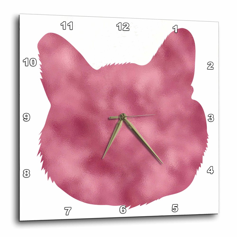 3dRose Image of Glam Pink Kitty Cat Wall Clock, 13 by 13inch