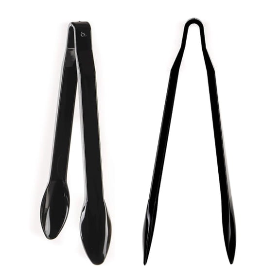 Set of 3 - Heavy Duty Black Serving Tongs - 12 inch - Plastic Disposable Salad Tongs - High Heat Plastic, Catering, Salads, Bakery, Buffets, BBQ, Ice, Hot and Cold Foods (12")