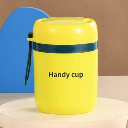 

Relax love Insulated Food Jar Vacuum 500ml 304 Stainless Steel Soup Cup with Foldable Spoon Leak-Proof Insulated Lunch Containers for Kids Adult School Hiking Picnic Yellow
