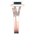 thumbnail image 3 of 1.57 ct Brilliant Emerald Cut Natural London Blue Topaz 18K Rose Gold Halo Solitaire with Accents Engagement Bridal Wedding Ring Band Set size 4.75, 3 of 7