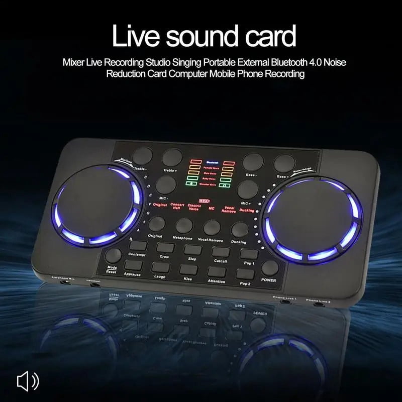 Bluetooth Mini Mixer Sound Card Portable Board DJ 16 Digital Effects Noise Reduction Console