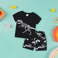 thumbnail image 2 of mgoYE Boys Pajamas Cotton Toddler Clothes Set Planet Dinosaur Short Sleeve Sleepwear 2 Piece Kids Pjs Size 2-7 Years( Black,5-6 Years), 2 of 9