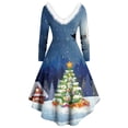 thumbnail image 5 of Vestidos de Navidad Para Mujer, Manga Larga, Estampado Navideño, Peludo, Escote en V, Vestido de Fiesta Con Columpio en La Espalda Odeerbi ODB200234, 5 of 5