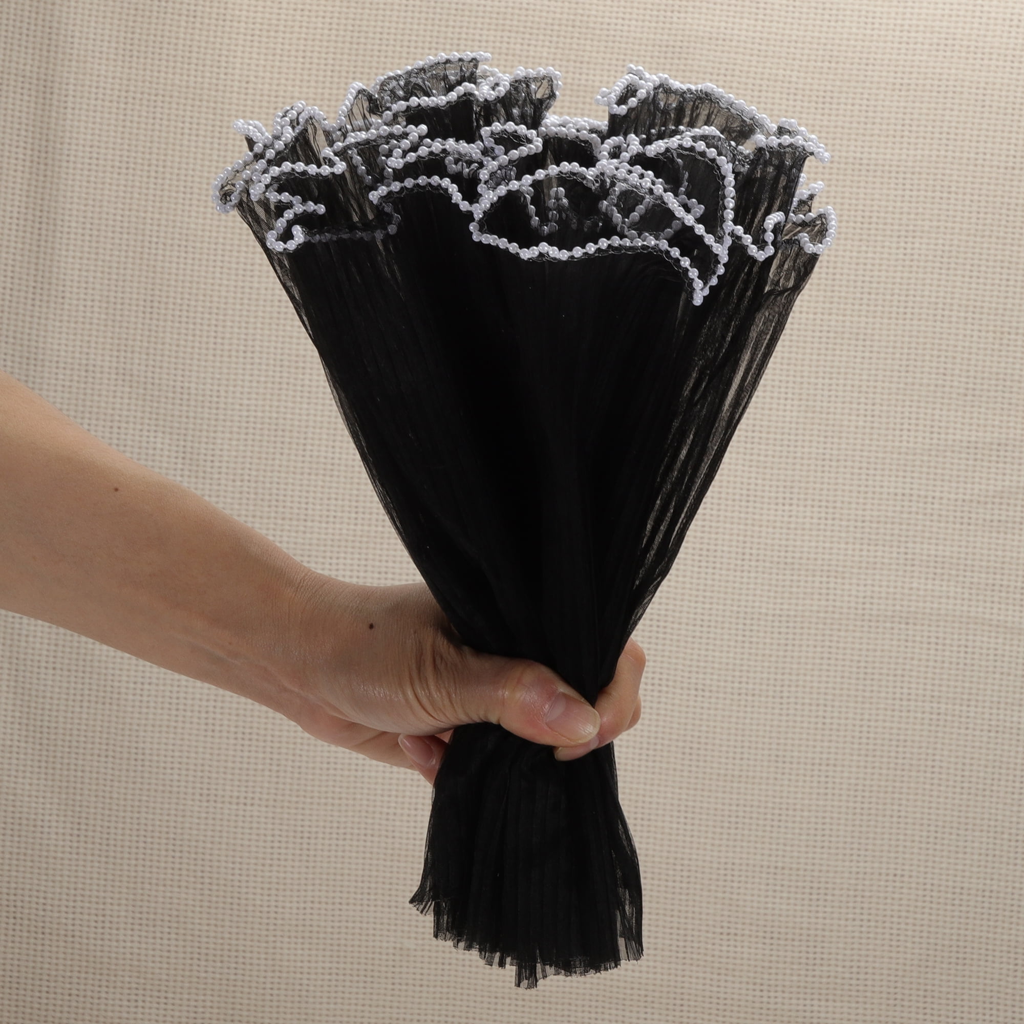 Unique Bargains Faux Pearl Edge Flower Wrap Paper for All Occasions 1 Pc Black