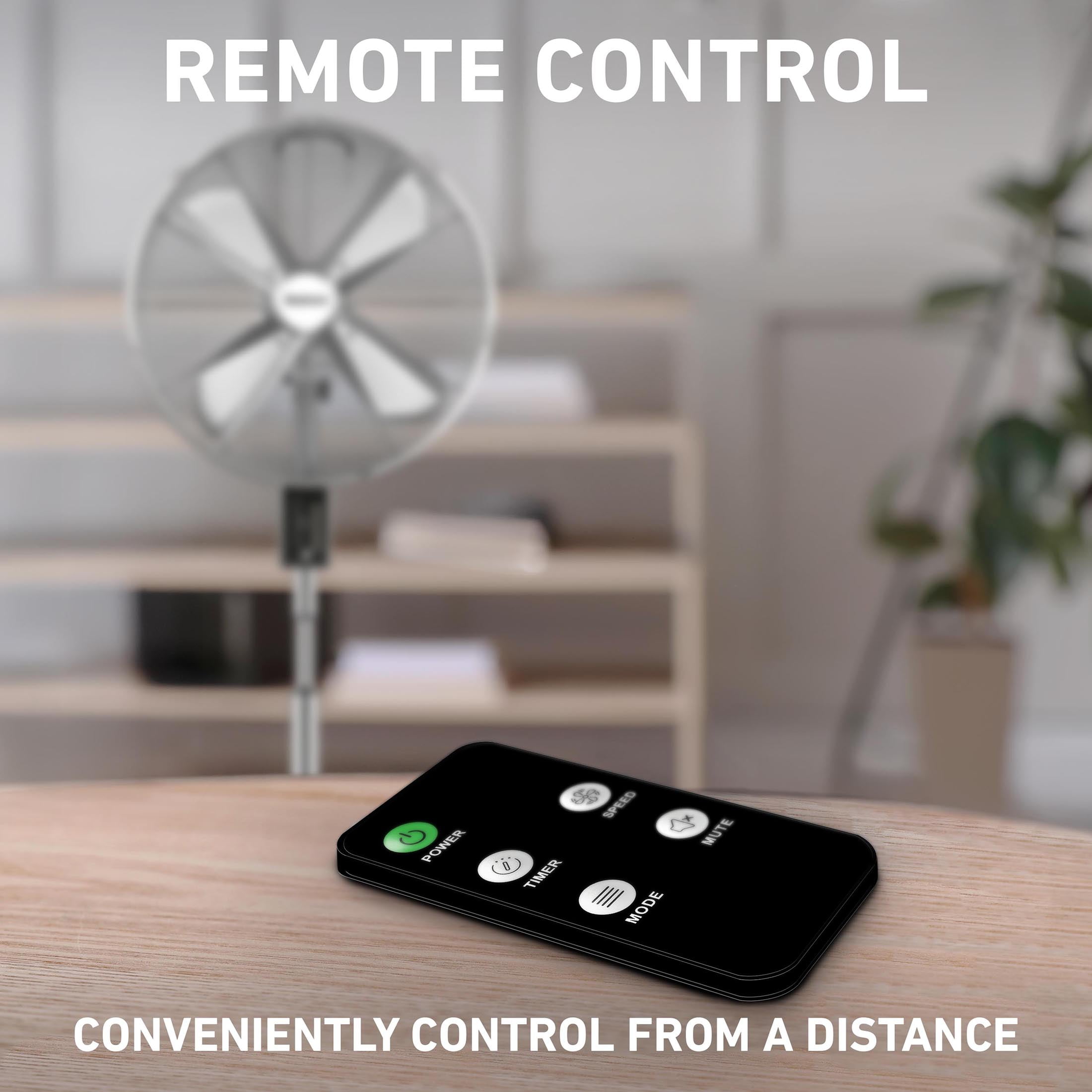 Holmes 16” Digital Metal Stand Fan, 3-Speed, Oscillating, Adjustable Height, Remote, Chrome