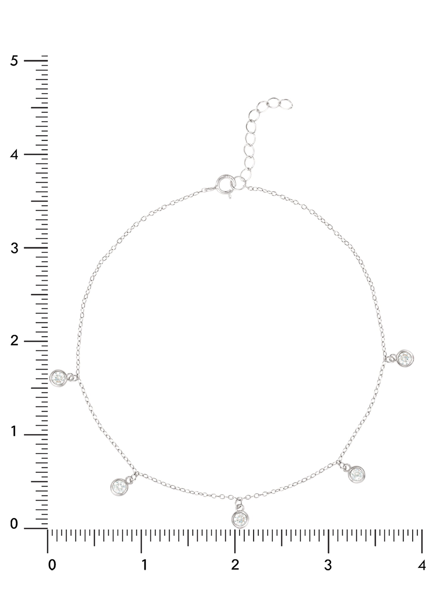 Brilliance Women's Sterling Silver Cubic Zirconia Dangle Anklet, 9-Inch Plus 1-Inch Extension