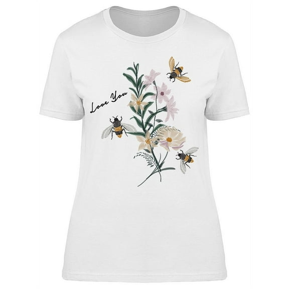 Bumble Bee And Flowers T-Shirt Women -Image by Shutterstock, Female XX-Large