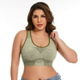 thumbnail image 1 of Sports Bras Women Mini Lace Full Coverage Wireless Bra With No Padding Design Queen Size Comfort Brassiere Femme Khaki XXXXL, 1 of 3